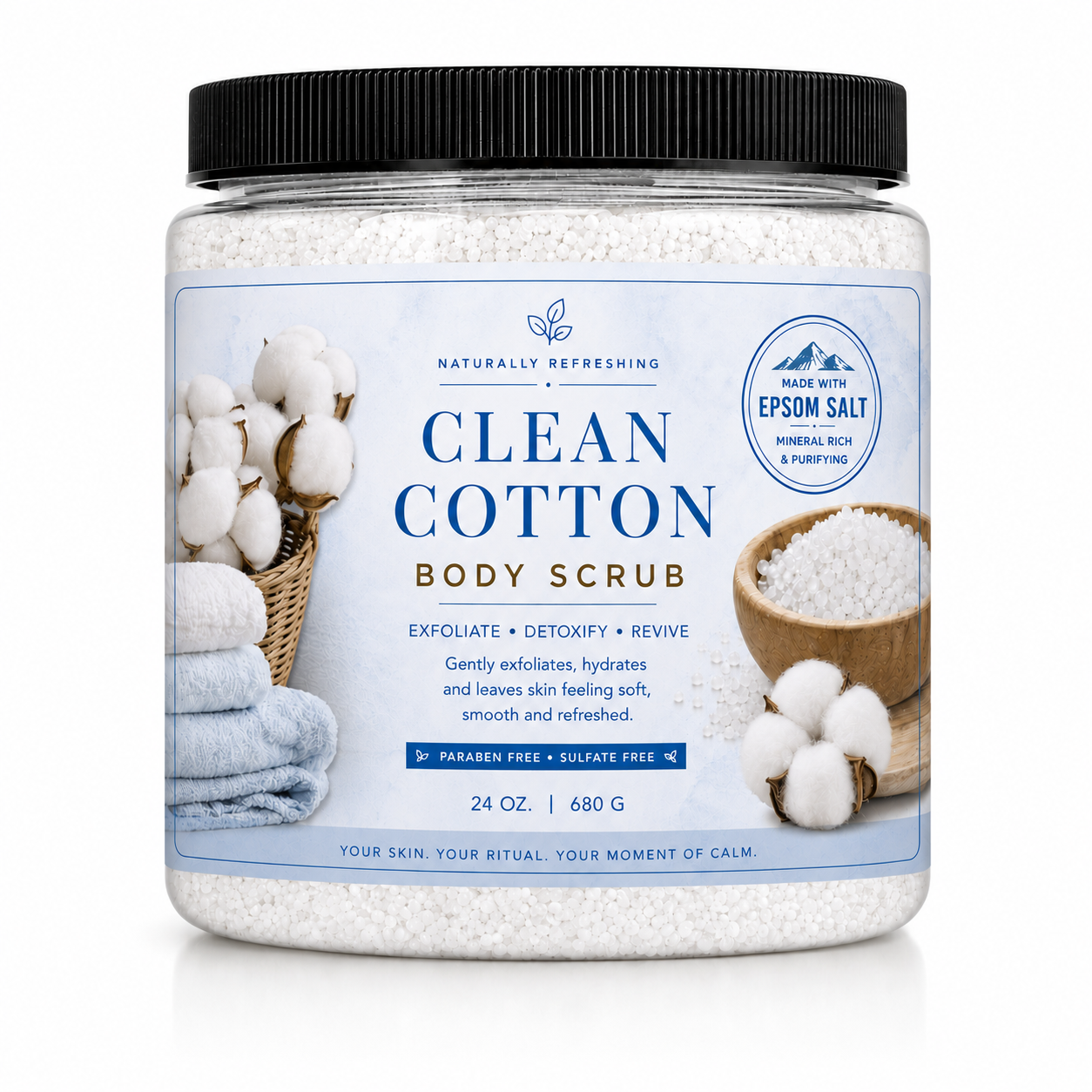 Body scrub med ren bomullsdoft | Epsomsalt