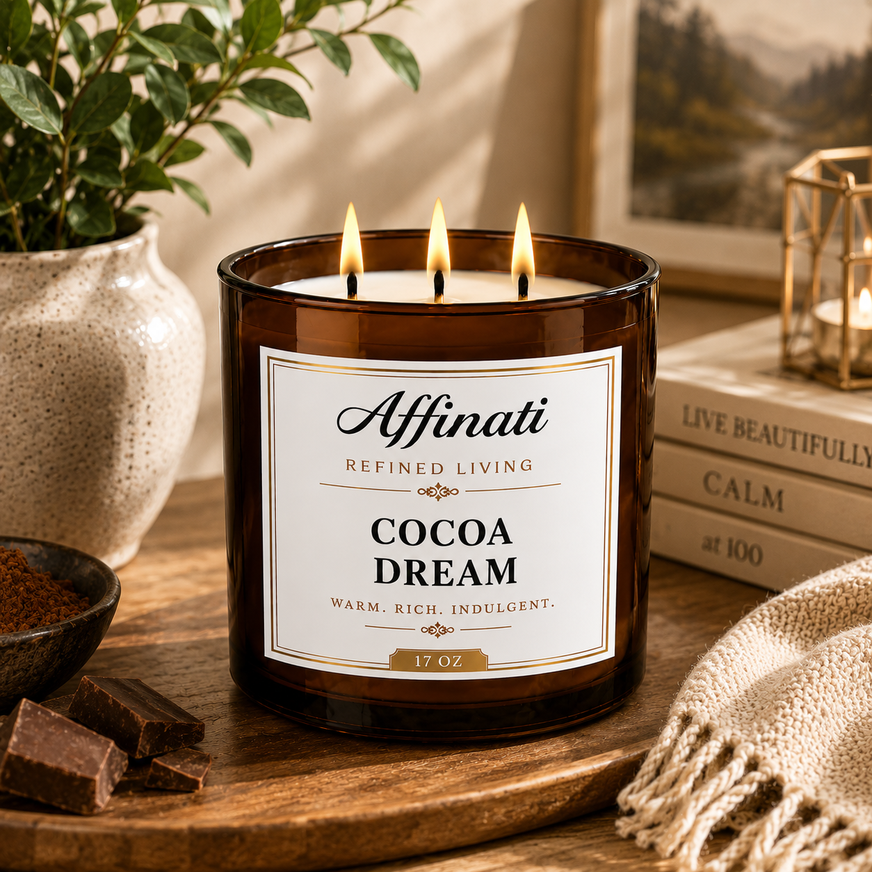 Candela a 3 stoppini Sogno di Cacao