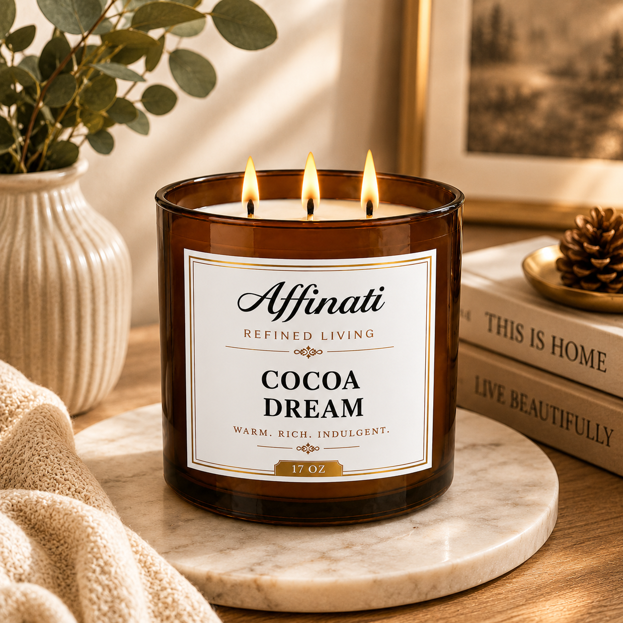 Candela a 3 stoppini Sogno di Cacao