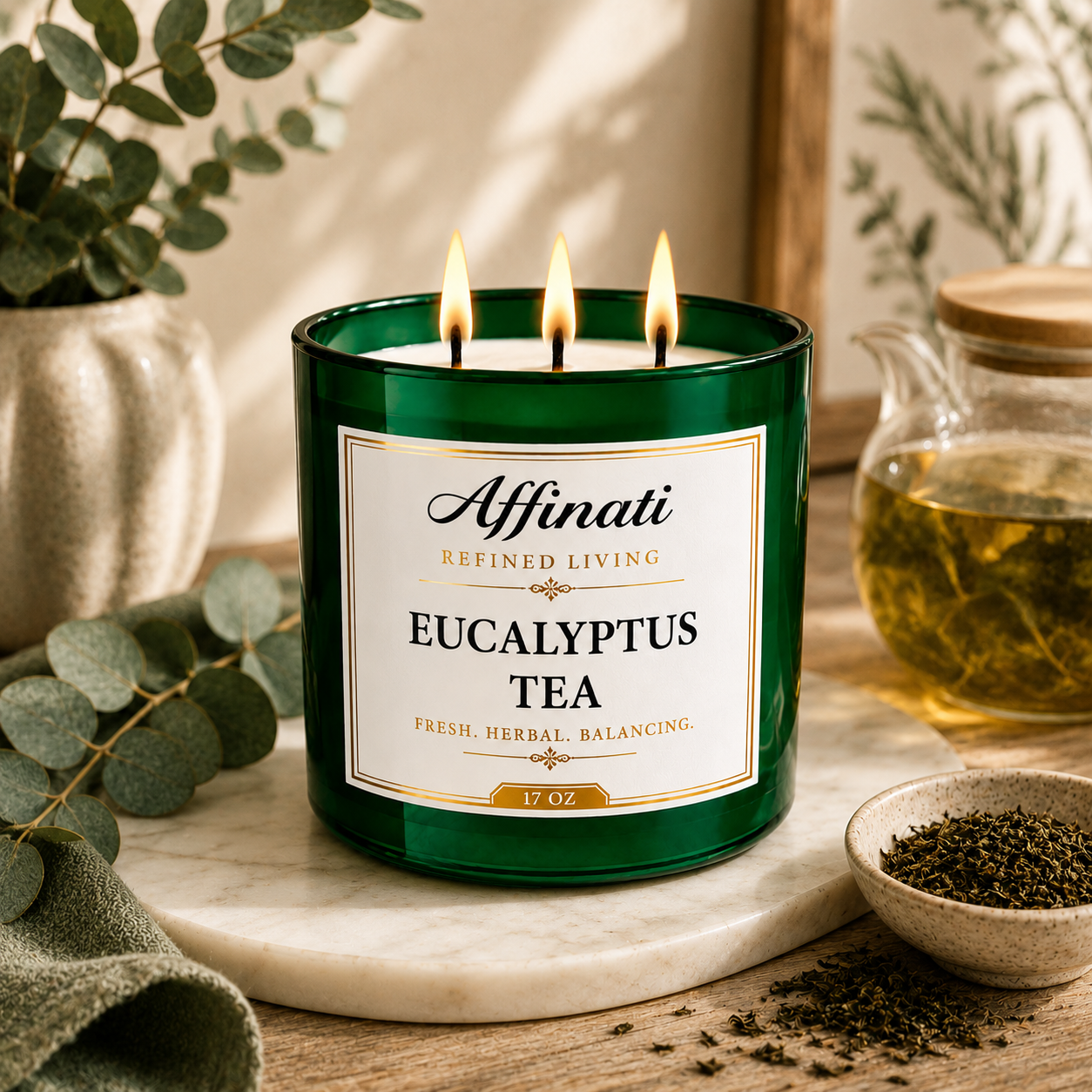 Eukalyptus-Tee 3-Docht-Kerze