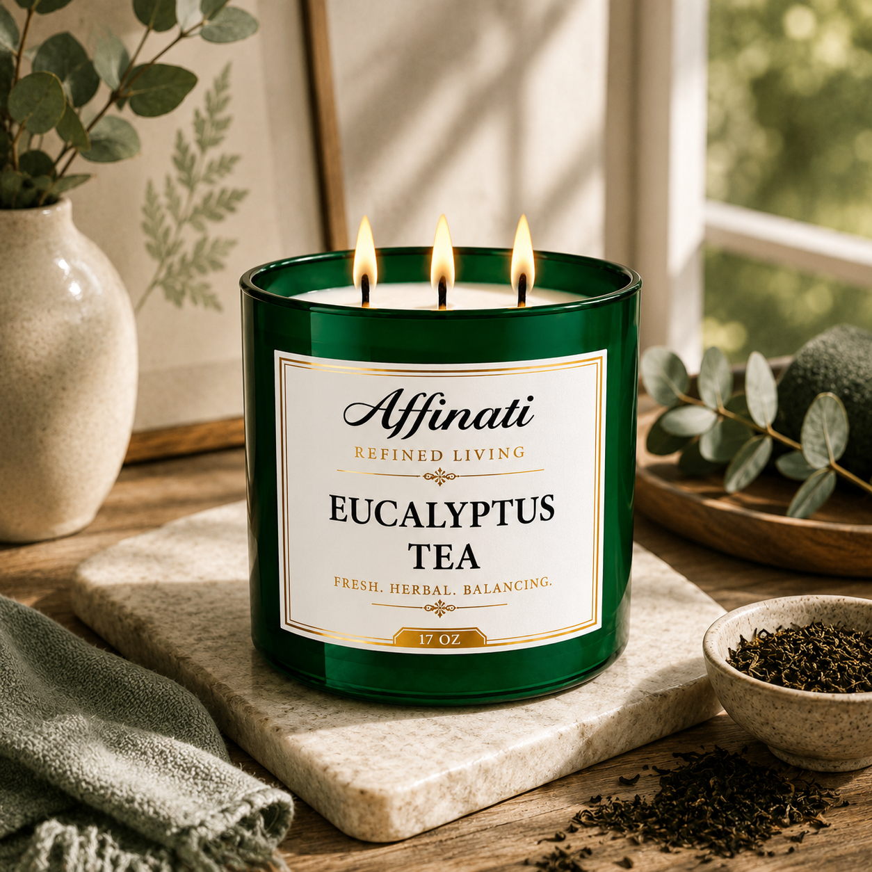 Eukalyptus-Tee 3-Docht-Kerze