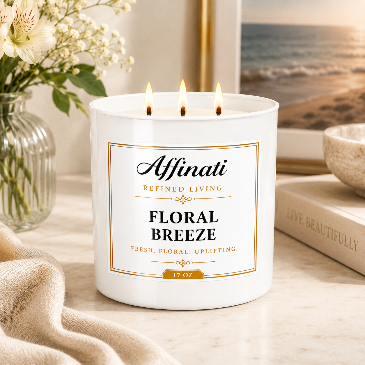 Candela a 3 stoppini Brezza Floreale
