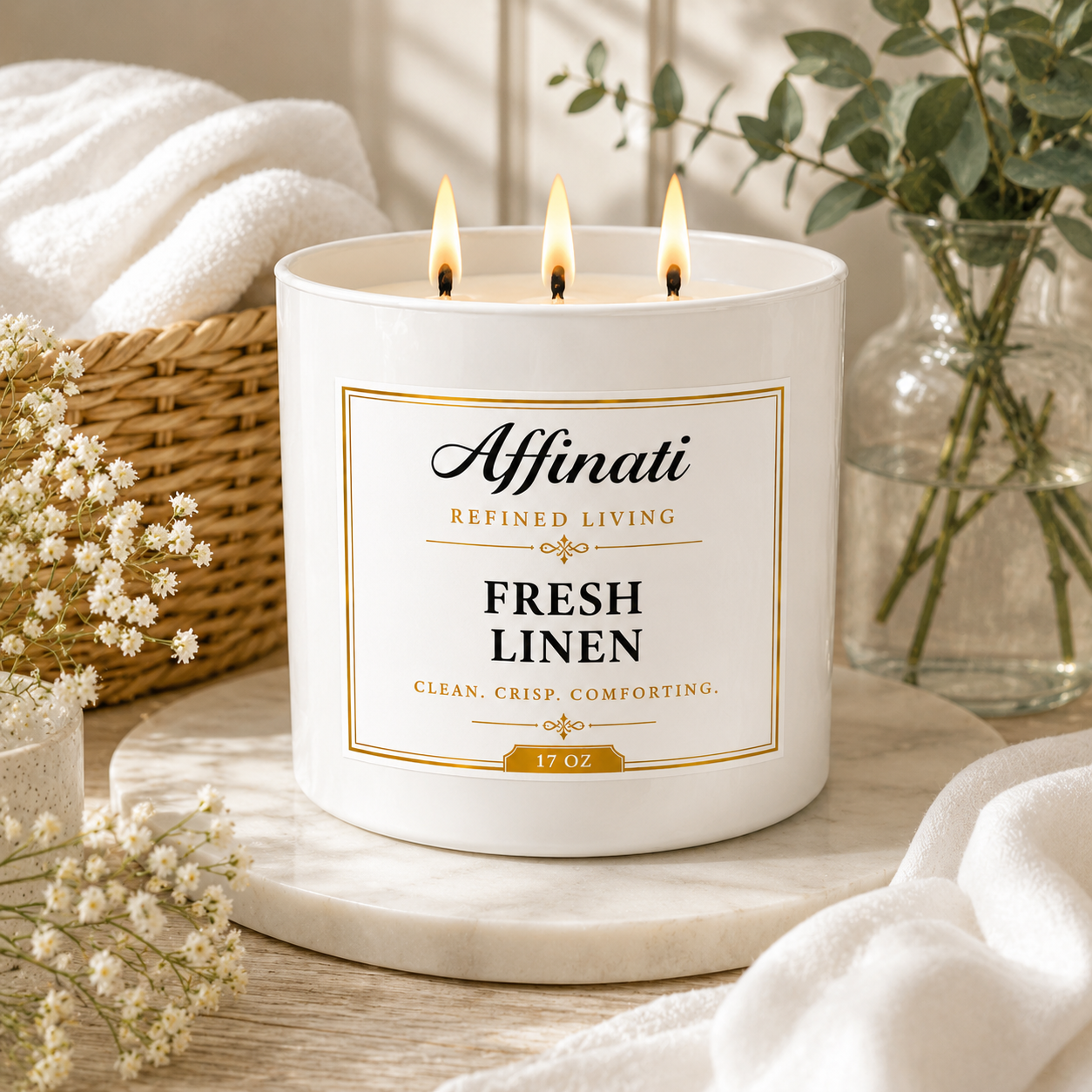 Candela a 3 Stopini Lino Fresco