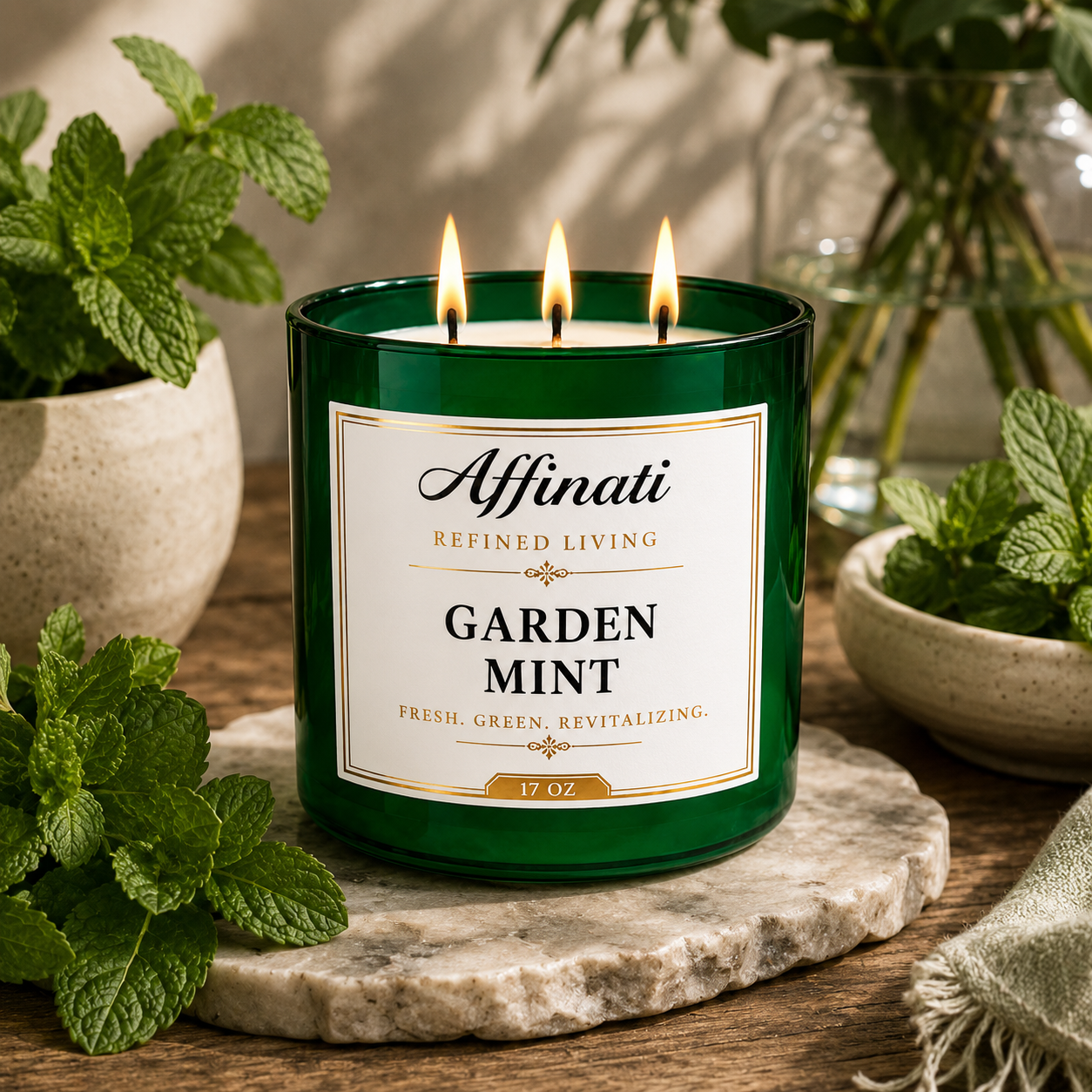 Świeca 3-knotowa Garden Mint