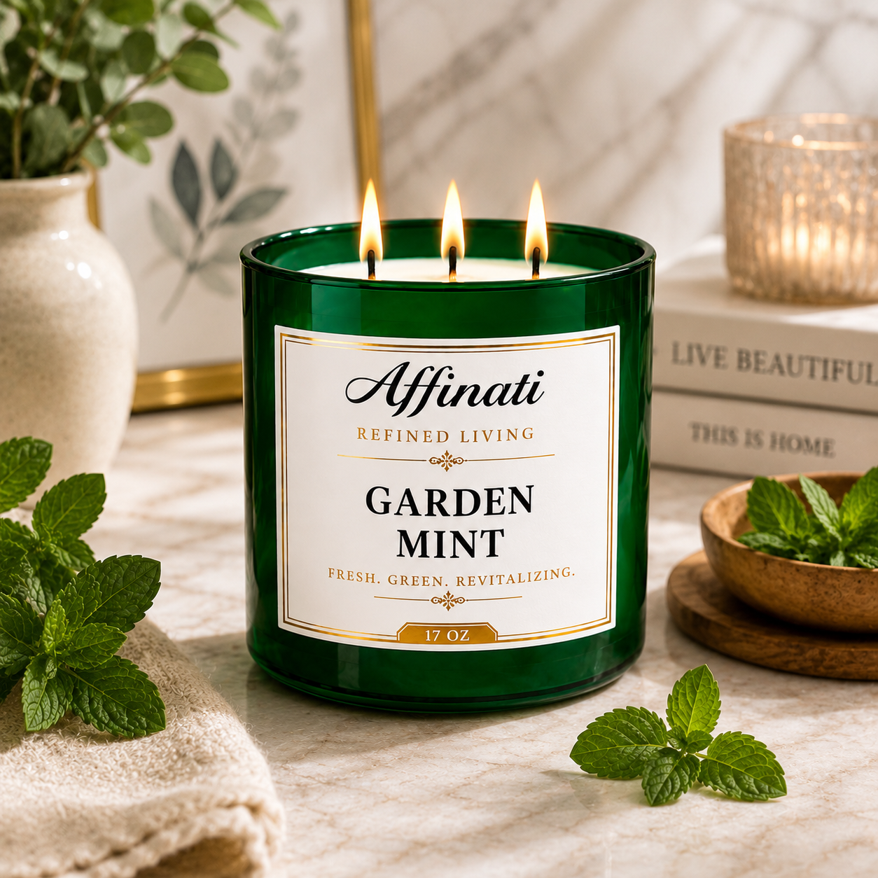 Świeca 3-knotowa Garden Mint