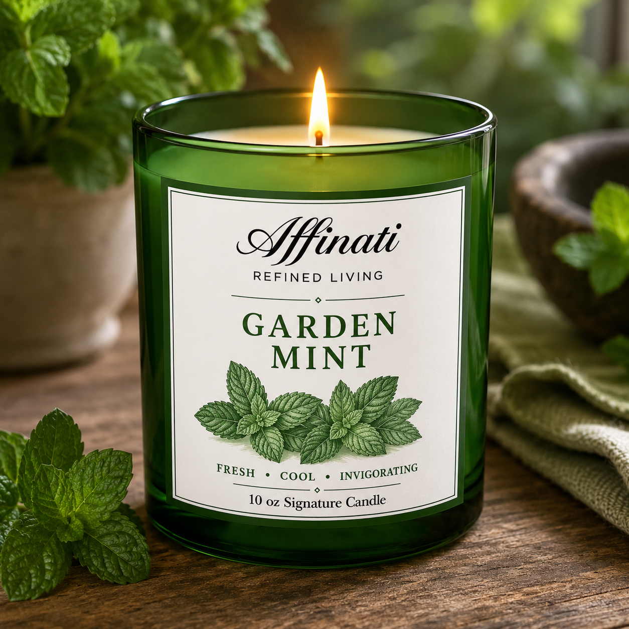 Vela exclusiva de menta de jardín