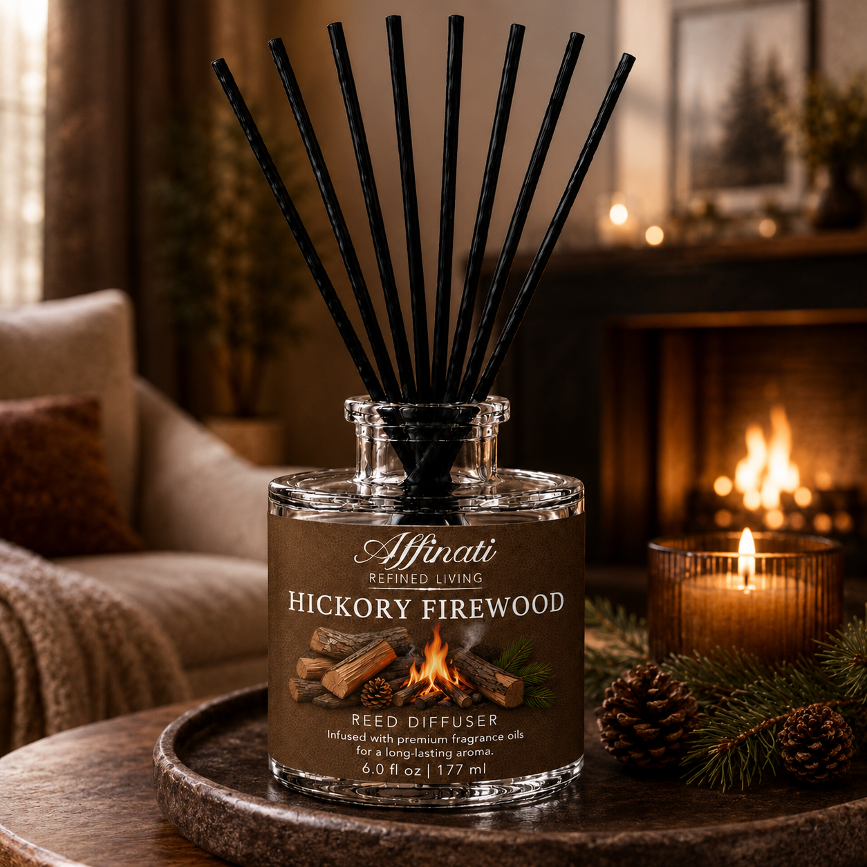 Hickory Firewood Reed Diffuser