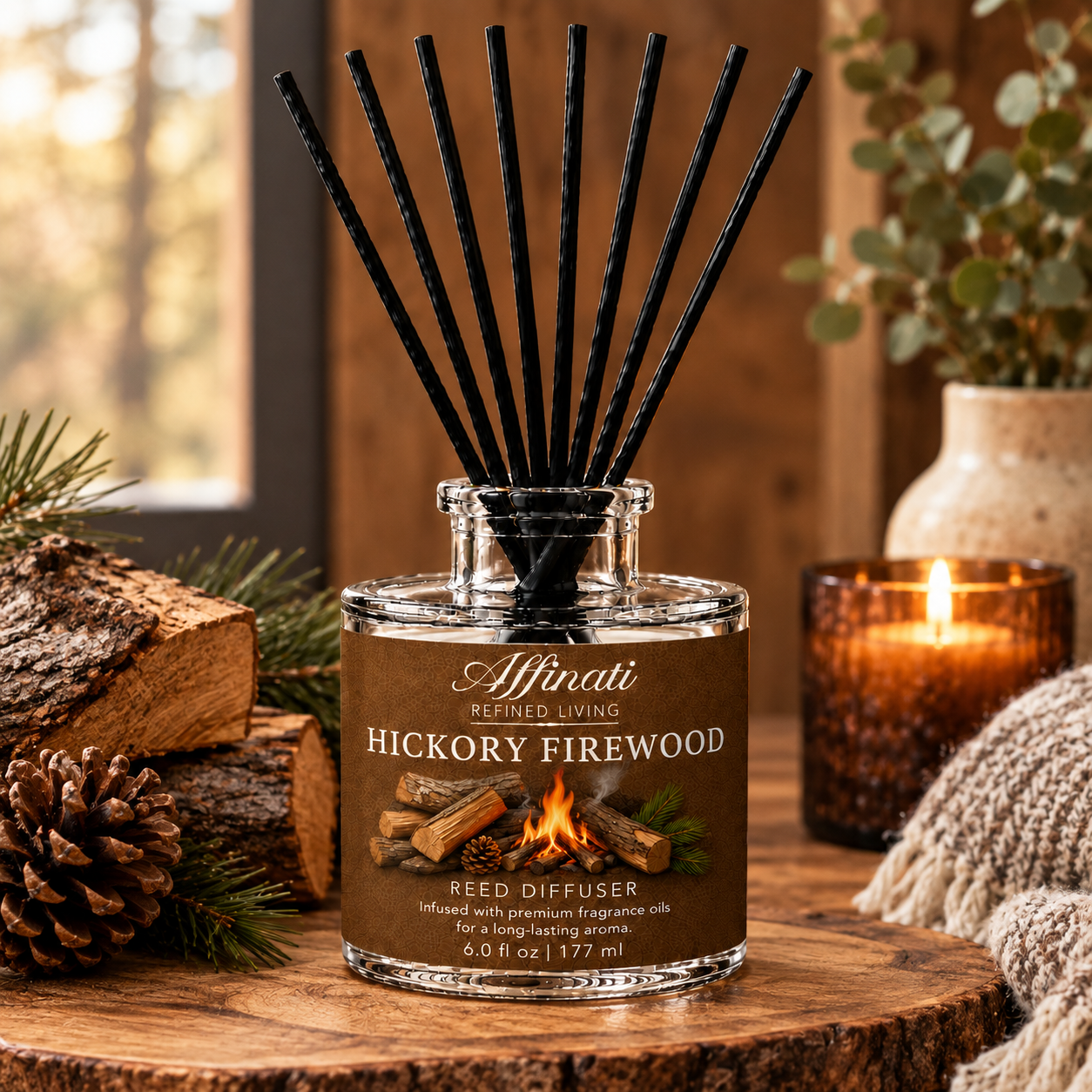 Hickory Firewood Reed Diffuser