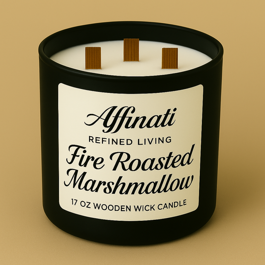 3-Wooden Wick Fire Roasted Marshmallow Candle - Affinati