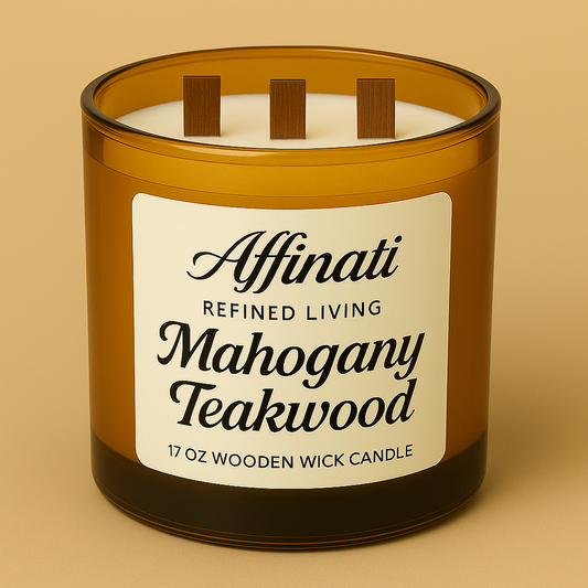 3-Wooden Wick Mahogany Teakwood Candle - Affinati