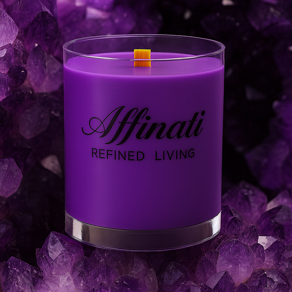 Amethyst Grove Wooden Wick Candle – Luxury 10 oz Soy Blend | Affinati