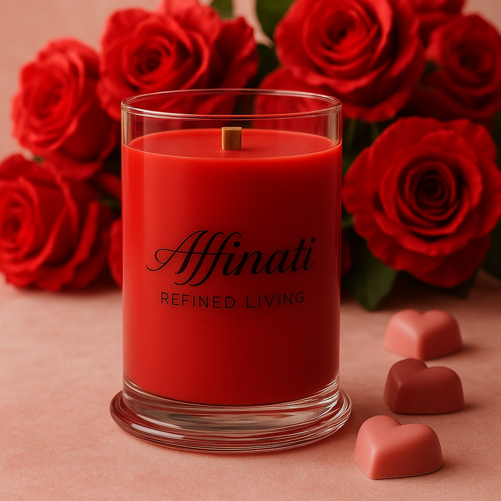 Rose Amour Wooden Wick Candle – Luxury 21 oz Soy Blend | Affinati