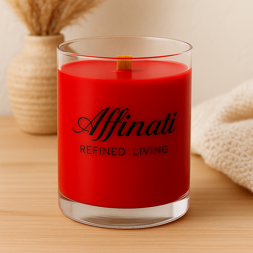 Rose Amour Wooden Wick Candle – Luxury 10 oz Soy Blend | Affinati