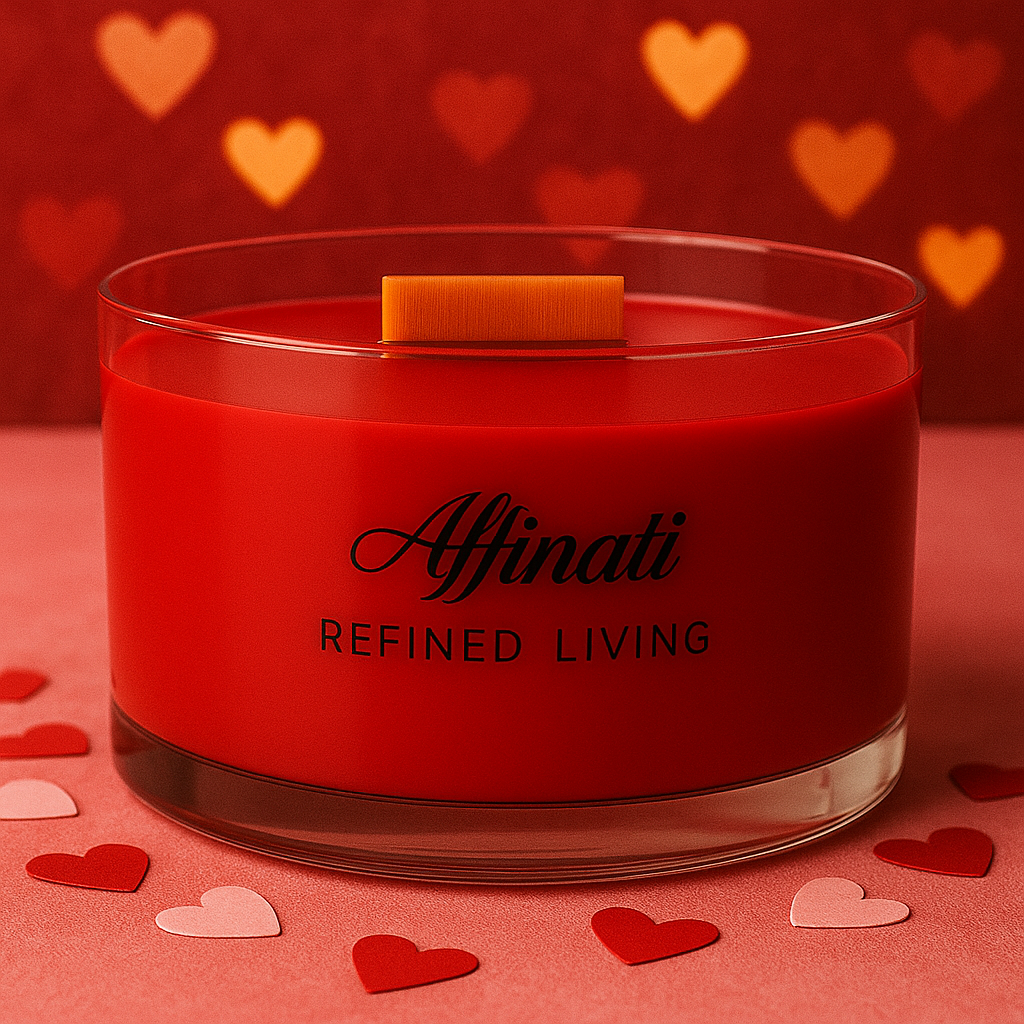 Rose Amour Wooden Wick Candle – Luxury 15 oz Soy Blend | Affinati