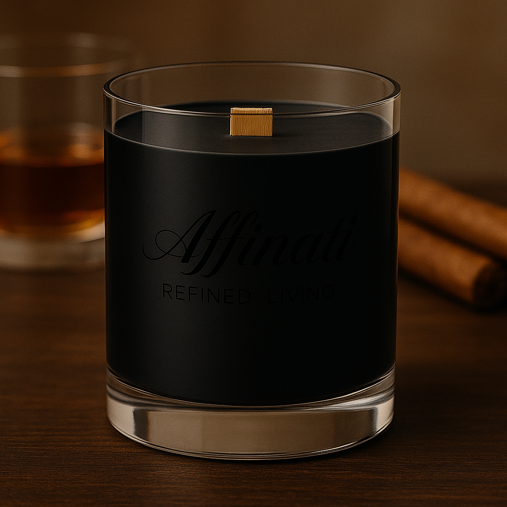 Smoked Bourbon Wooden Wick Candle – Luxury 10 oz Soy Blend | Affinati