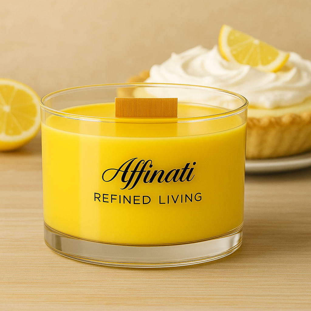 Lemon Creme Wooden Wick Candle – Luxury 15 oz Soy Blend | Affinati