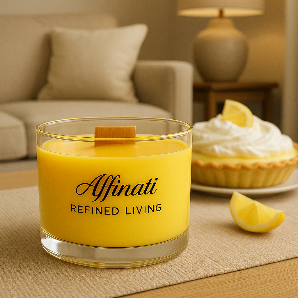 Lemon Creme Wooden Wick Candle – Luxury 15 oz Soy Blend | Affinati