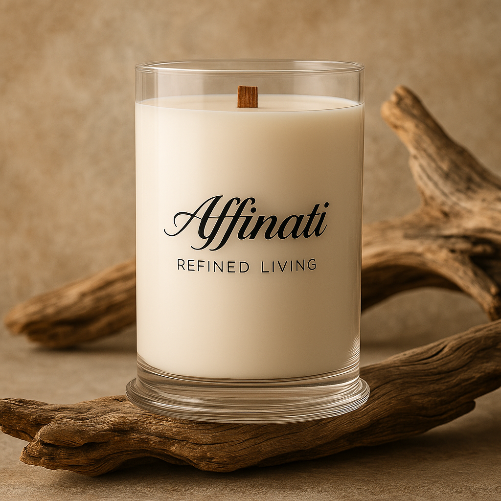 White Driftwood Wooden Wick Candle – Luxury 21 oz Soy Blend | Affinati - Affinati