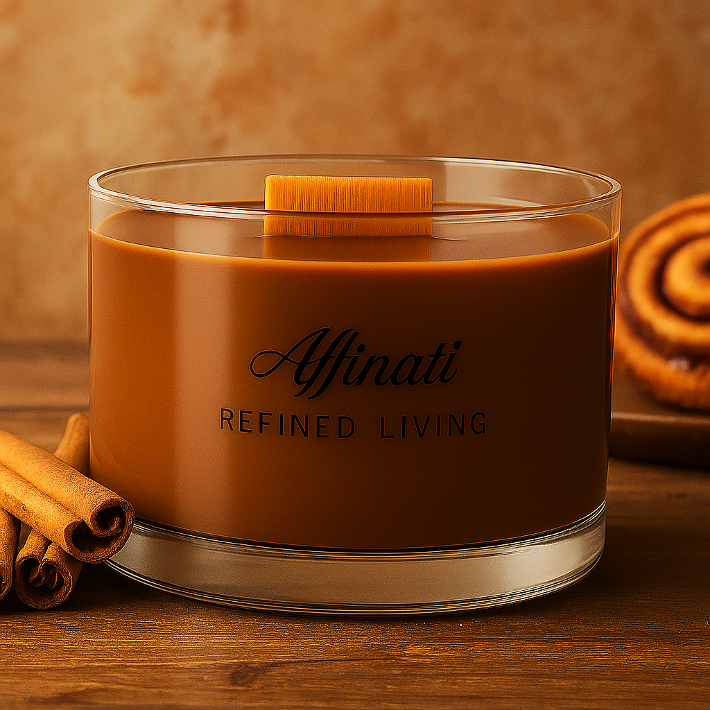 Vela con mecha de madera Cinnamon Reserve – Mezcla de soja de lujo de 425 g | Affinati