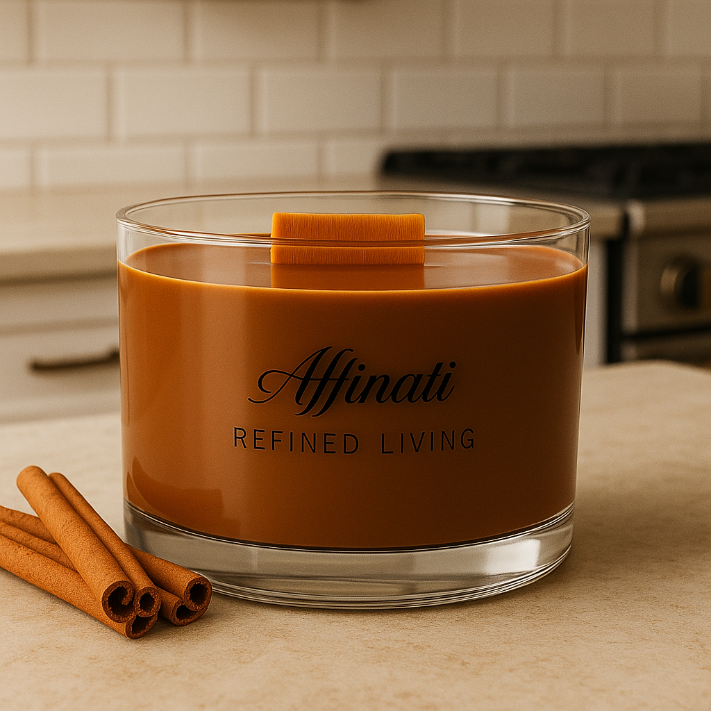 Vela con mecha de madera Cinnamon Reserve – Mezcla de soja de lujo de 425 g | Affinati