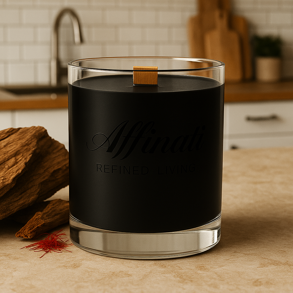 Vela con mecha de madera Roble Medianoche – Mezcla de soja de lujo de 283 g | Affinati