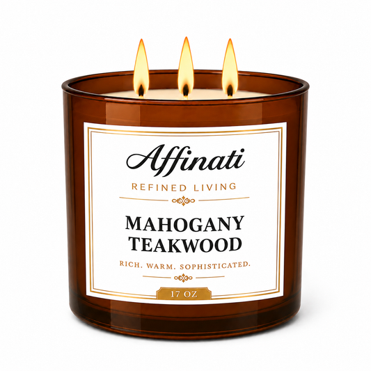 Mahagoni-Teakholz 3-Docht-Kerze