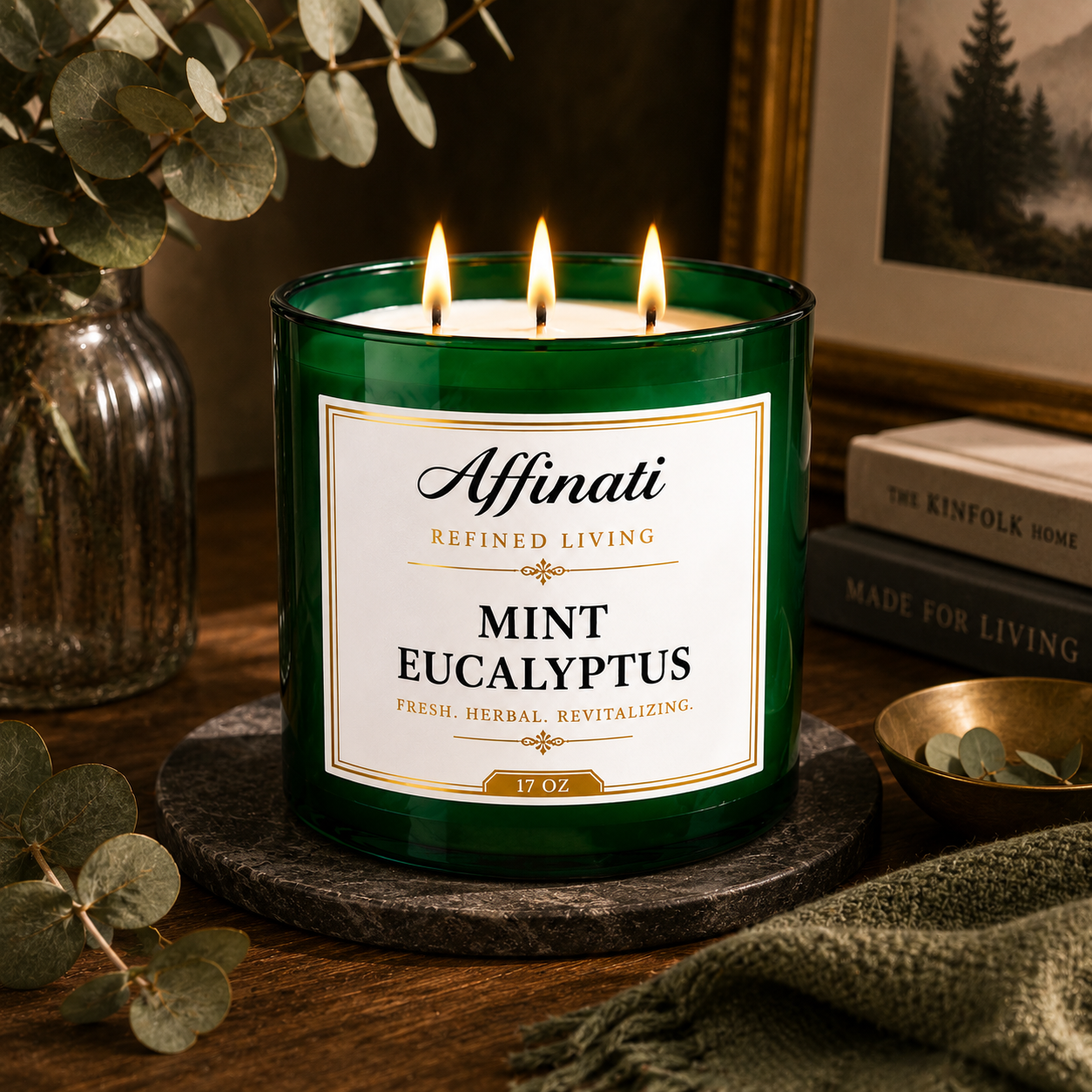 Minze-Eukalyptus 3-Docht-Kerze