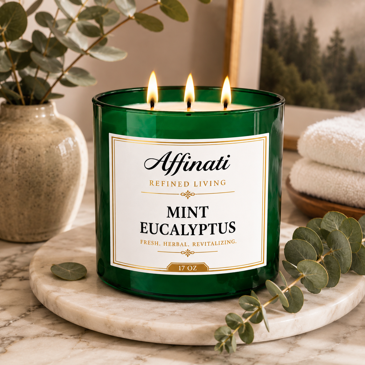Minze-Eukalyptus 3-Docht-Kerze