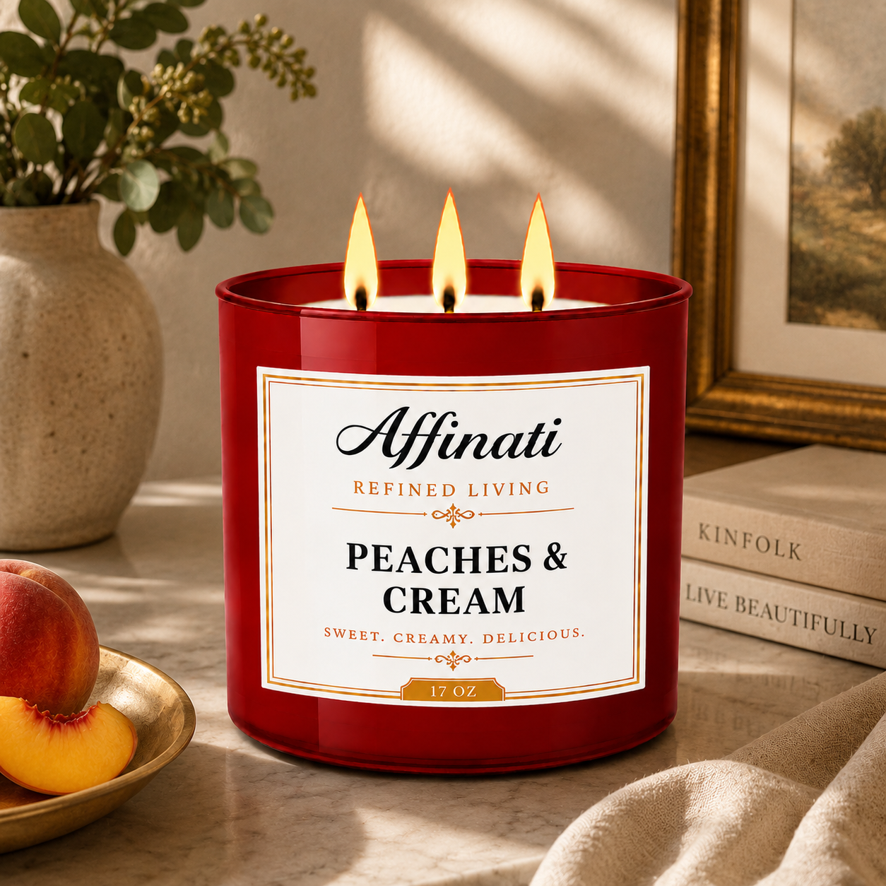 Candela a 3 Stoppi Pesche e Crema