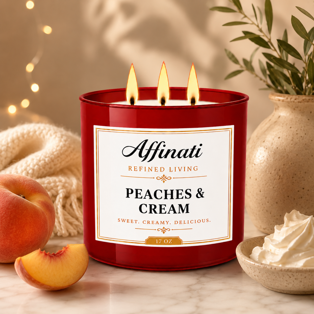 Candela a 3 Stoppi Pesche e Crema