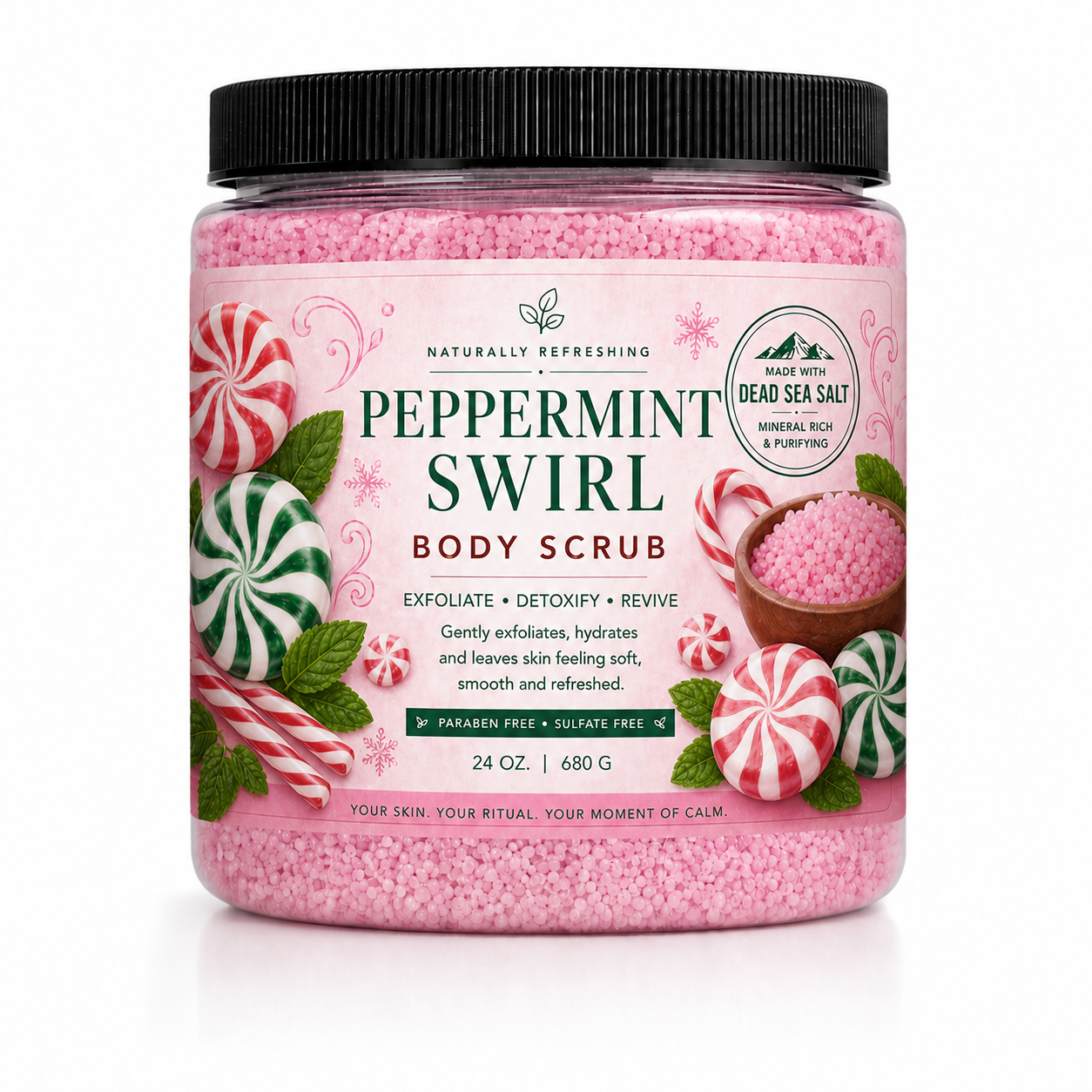 Peppermint Swirl Body Scrub | Dead Sea Salt