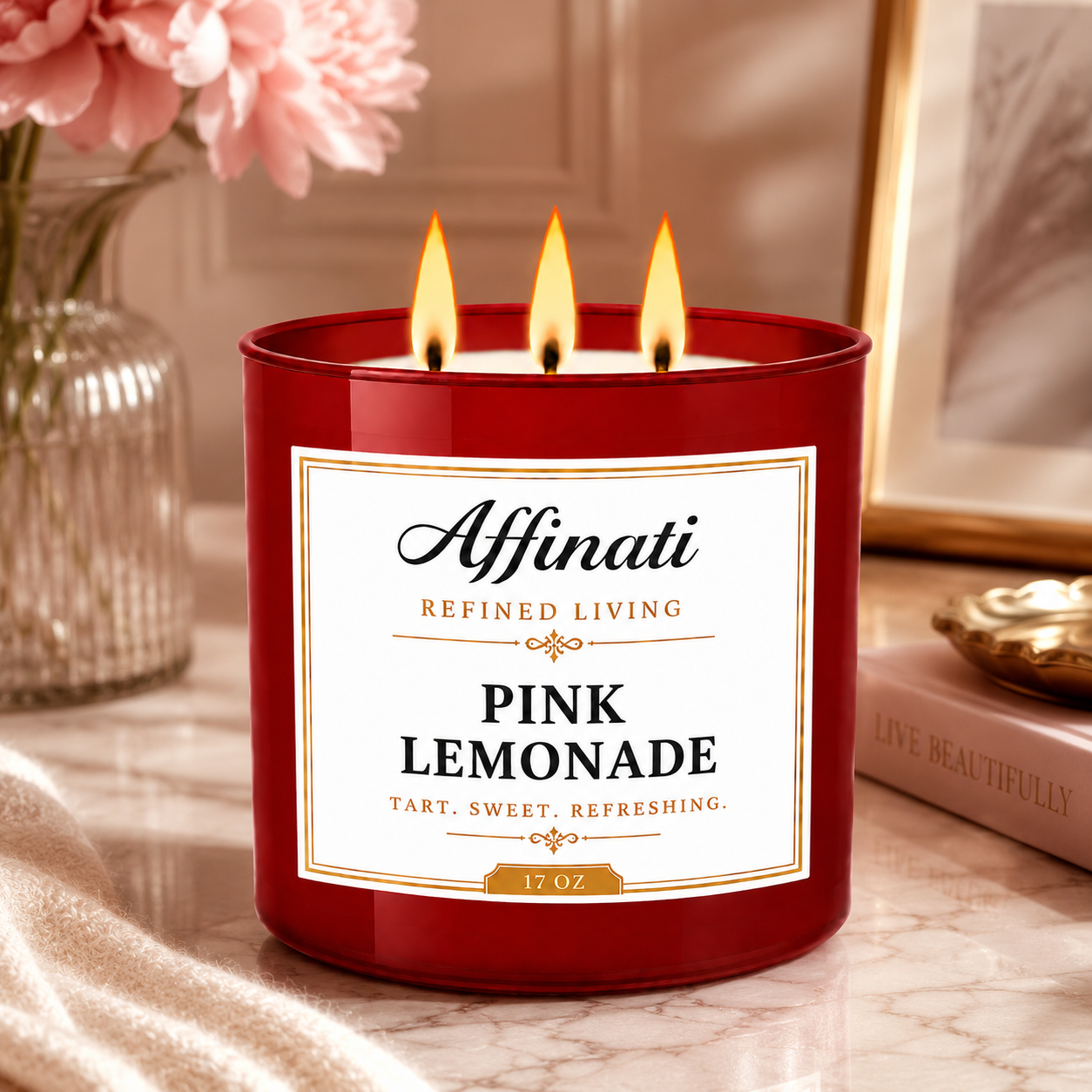 Roze Limonade 3-Wiek Kaars