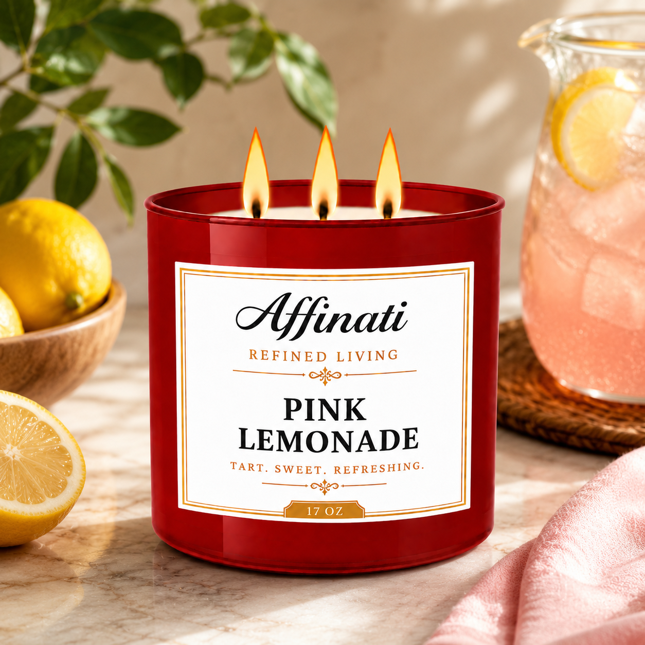 Roze Limonade 3-Wiek Kaars