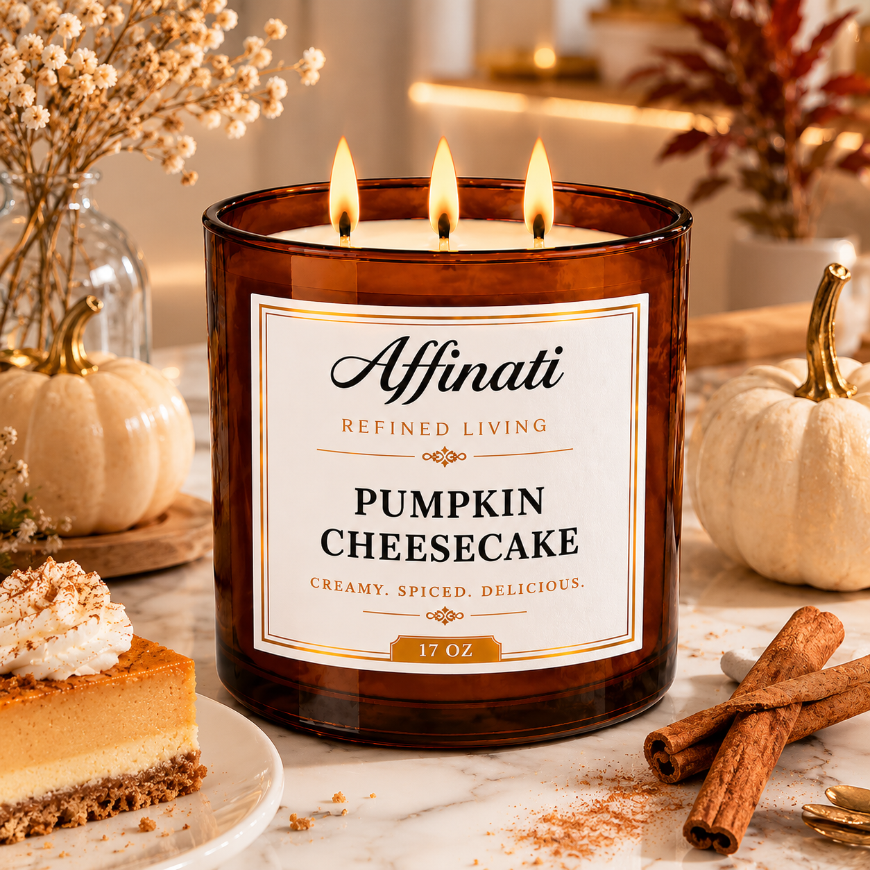 Svíčka s 3 knoty Dýňový cheesecake