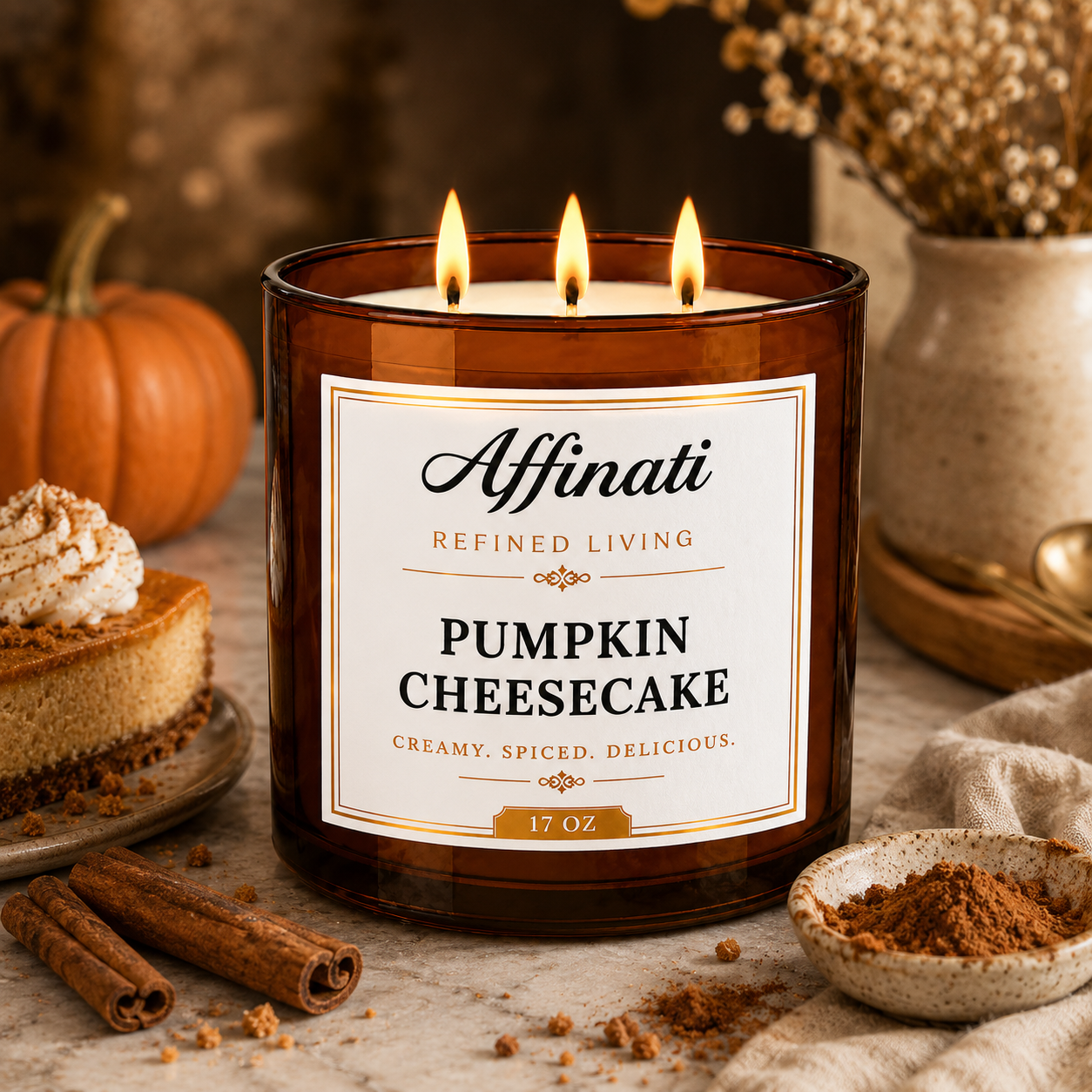 Svíčka s 3 knoty Dýňový cheesecake