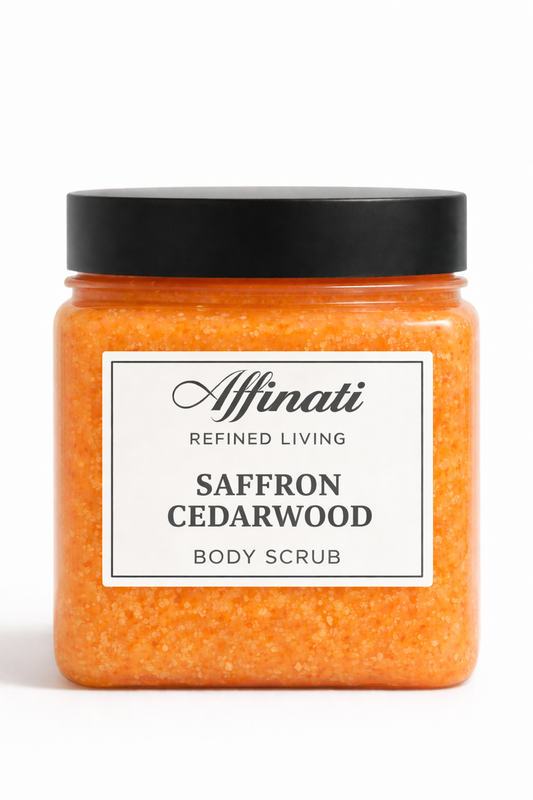 Saffron Cedarwood Body Scrub 64 oz | Whipped Salt Scrub - Affinati
