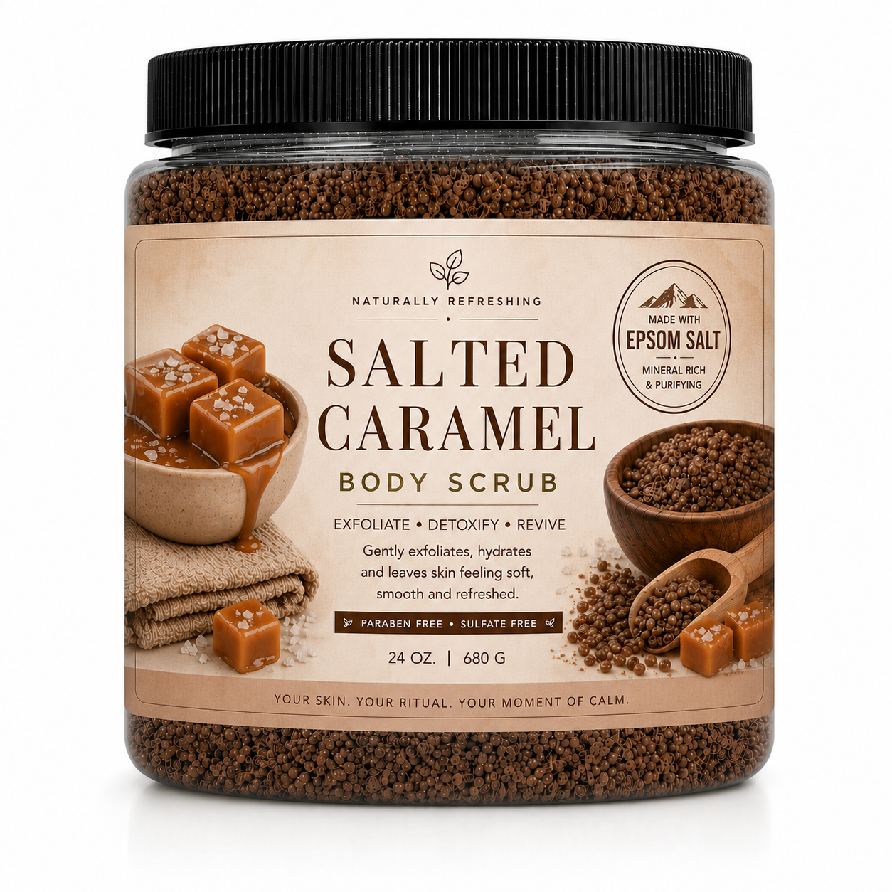Scrub corpo al caramello salato | Sale di Epsom