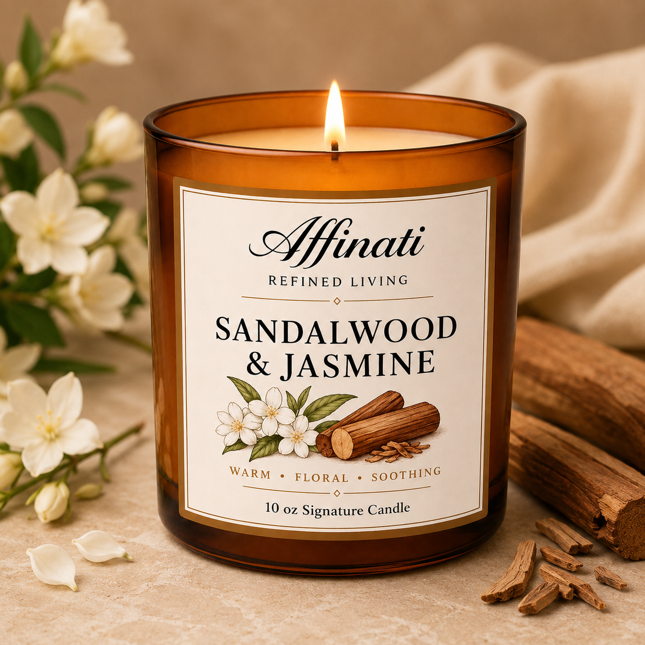 Bougie signature bois de santal et jasmin