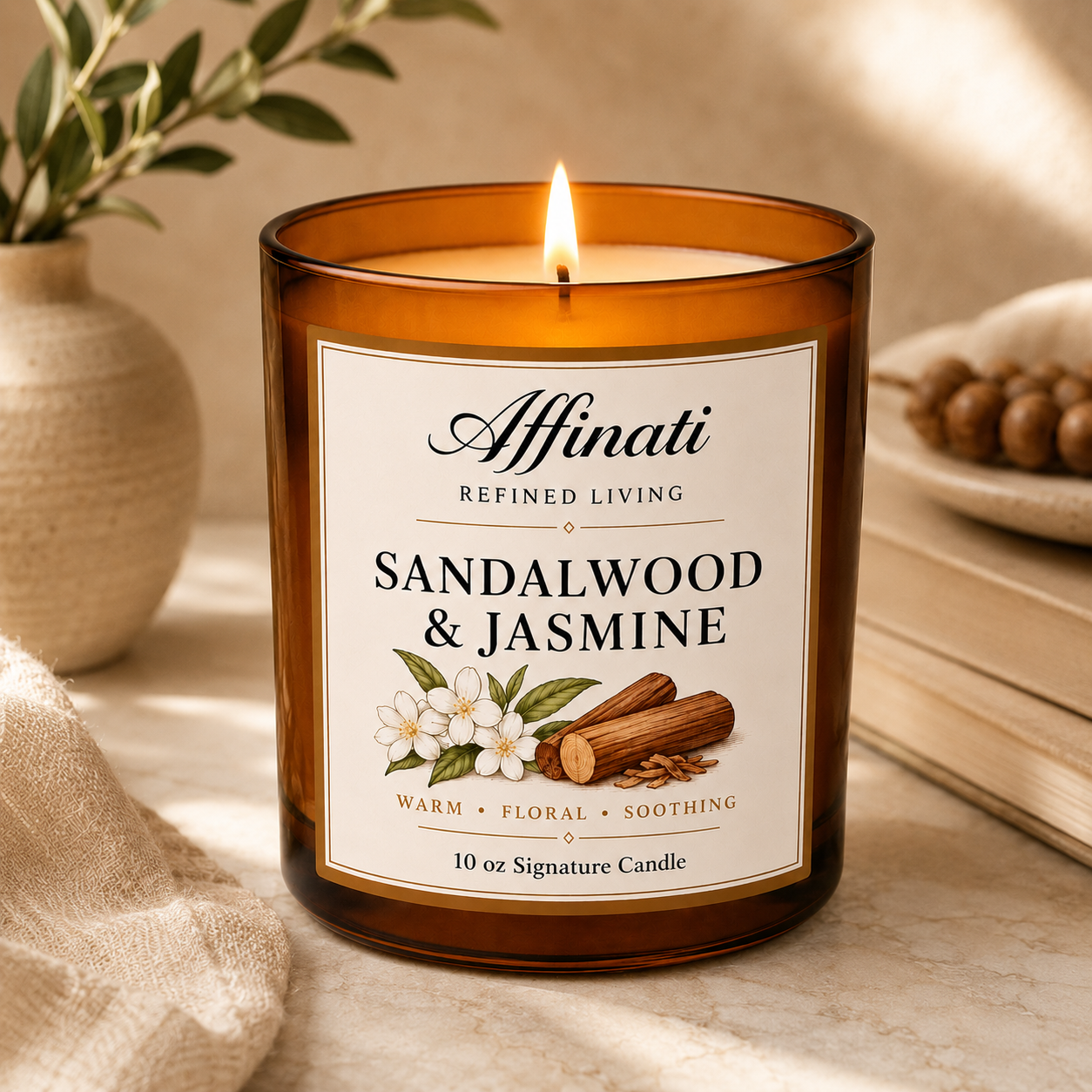 Bougie signature bois de santal et jasmin