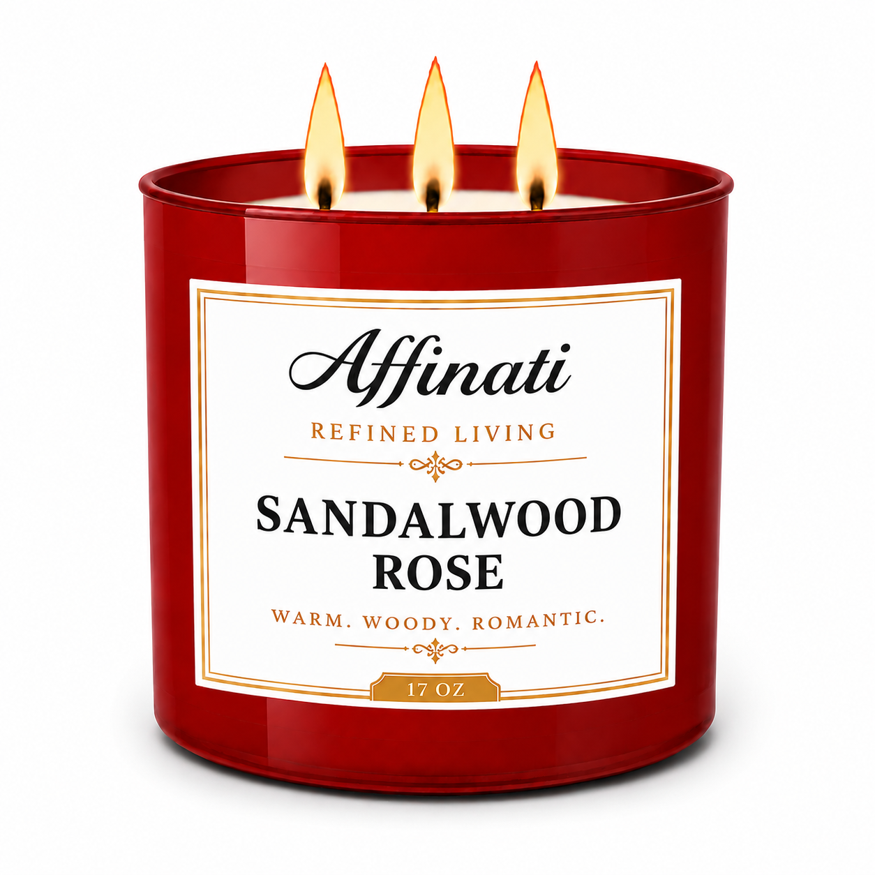 Candela a 3 stoppini Rosa di Sandalo