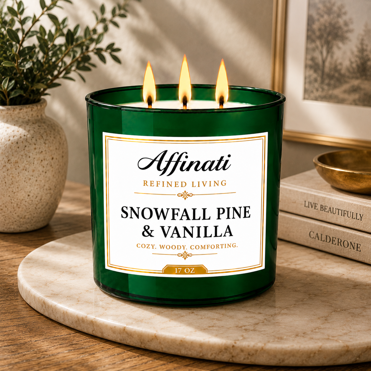 Svíčka Sněhový Bor a Vanilka se 3 knoty
