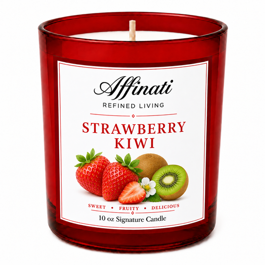 Vela firma de fresa y kiwi