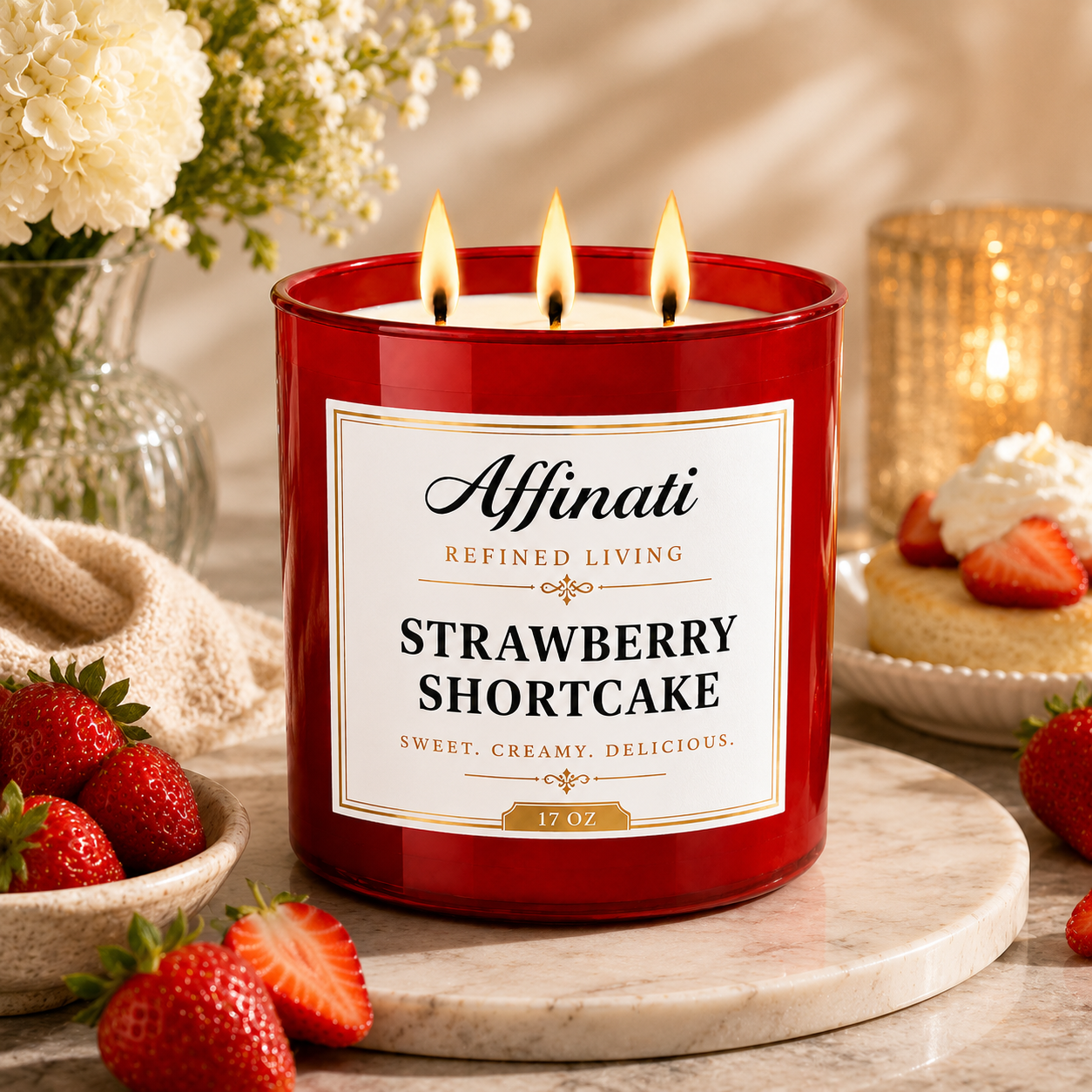Lumânare cu 3 fitile Strawberry Shortcake