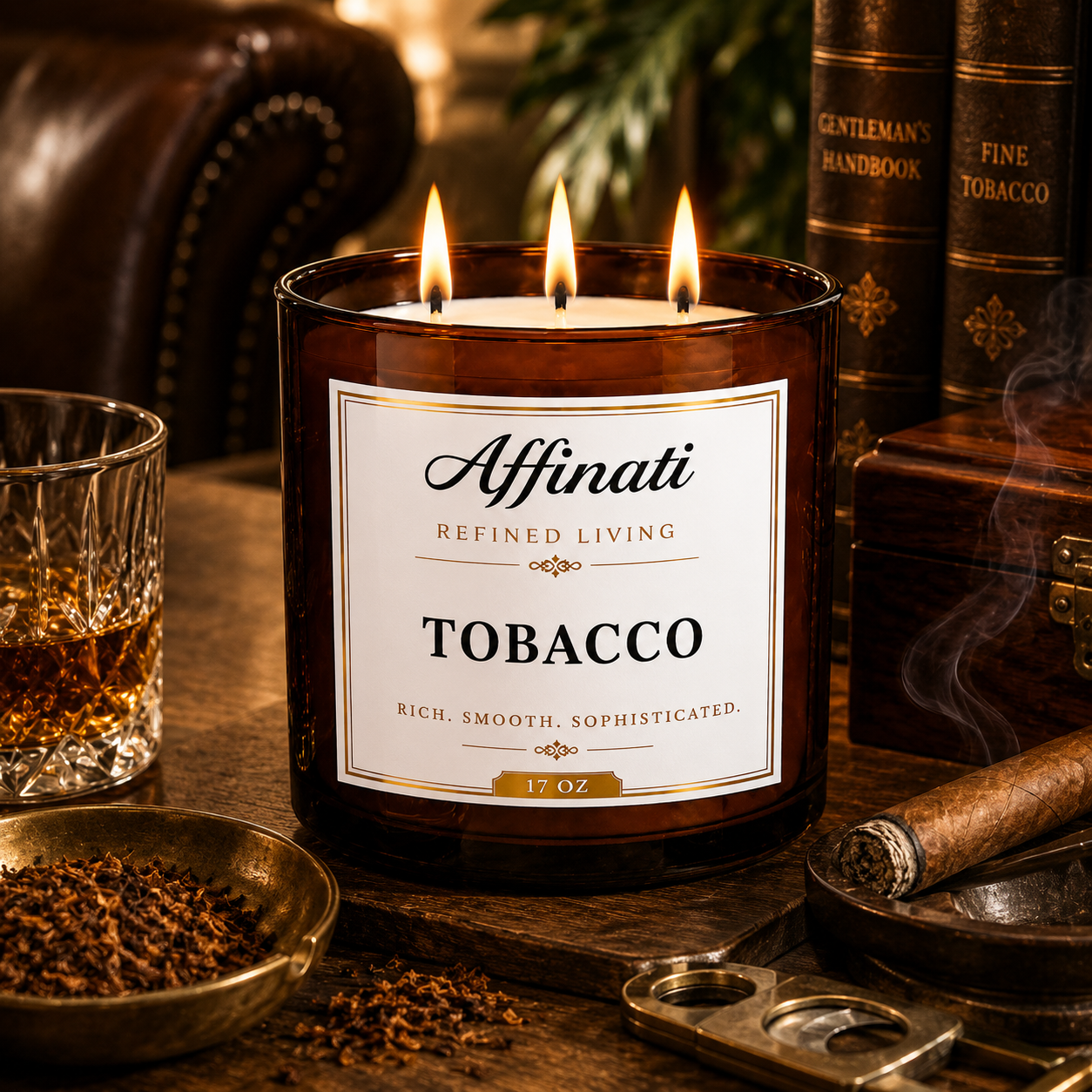Vela de 3 mechas Tabaco